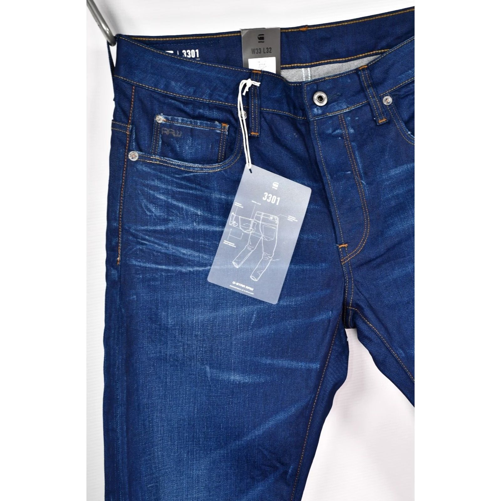 G-Star G-Star 3301 Slim Itano Stretch Denim Medium Aged W33 L32 Jeans Men Slim Regular Blue 99% Cotton 1% Elastane XS? Size US 33 - 4 Thumbnail