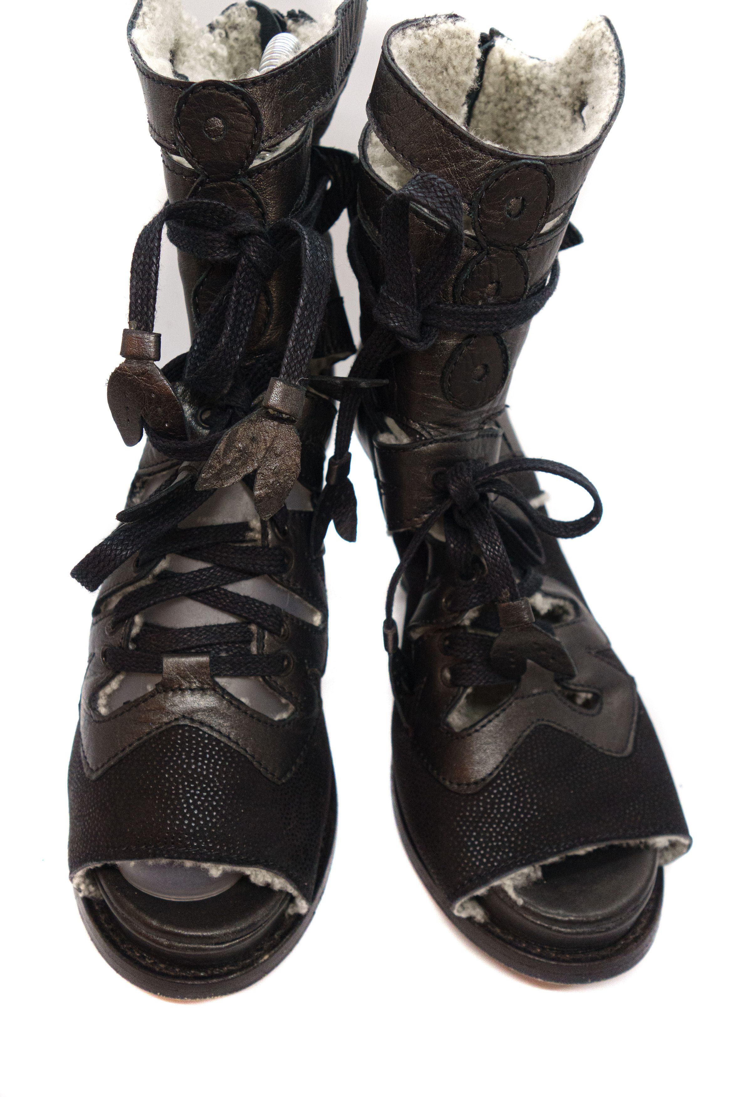 Marithe + Francois Girbaud 00S Gladiator Healed Leather Boots Vintage Size US 6.5 / IT 36.5 - 4 Thumbnail