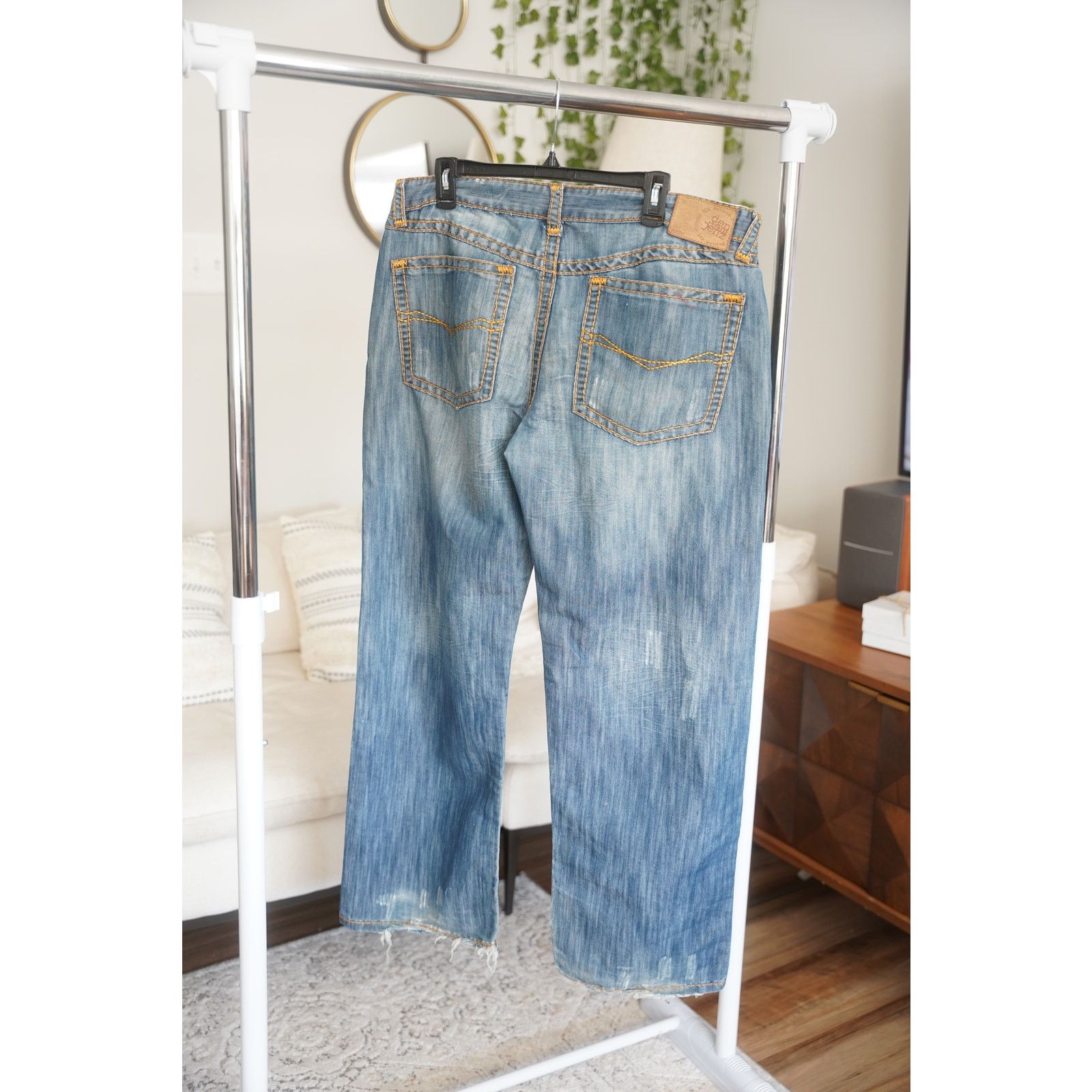True Religion RARE Y2K Omavi Denim – Frayed Baggy Jeans w/ Heavy Stitch Size US 38 / EU 54 - 2 Thumbnail