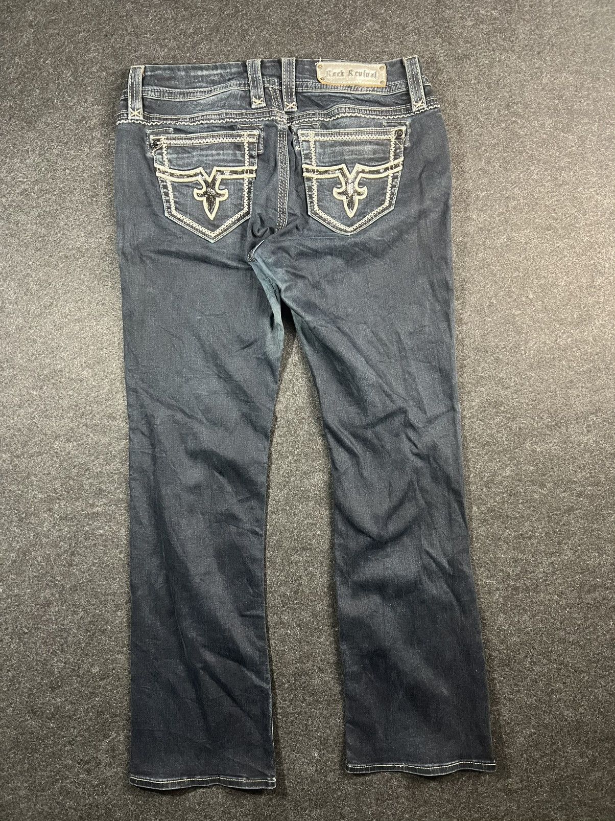If Six Was Nine Rock Revival Flare Jeans Honeycomb RARE Size US 34 / EU 50 - 2 Thumbnail