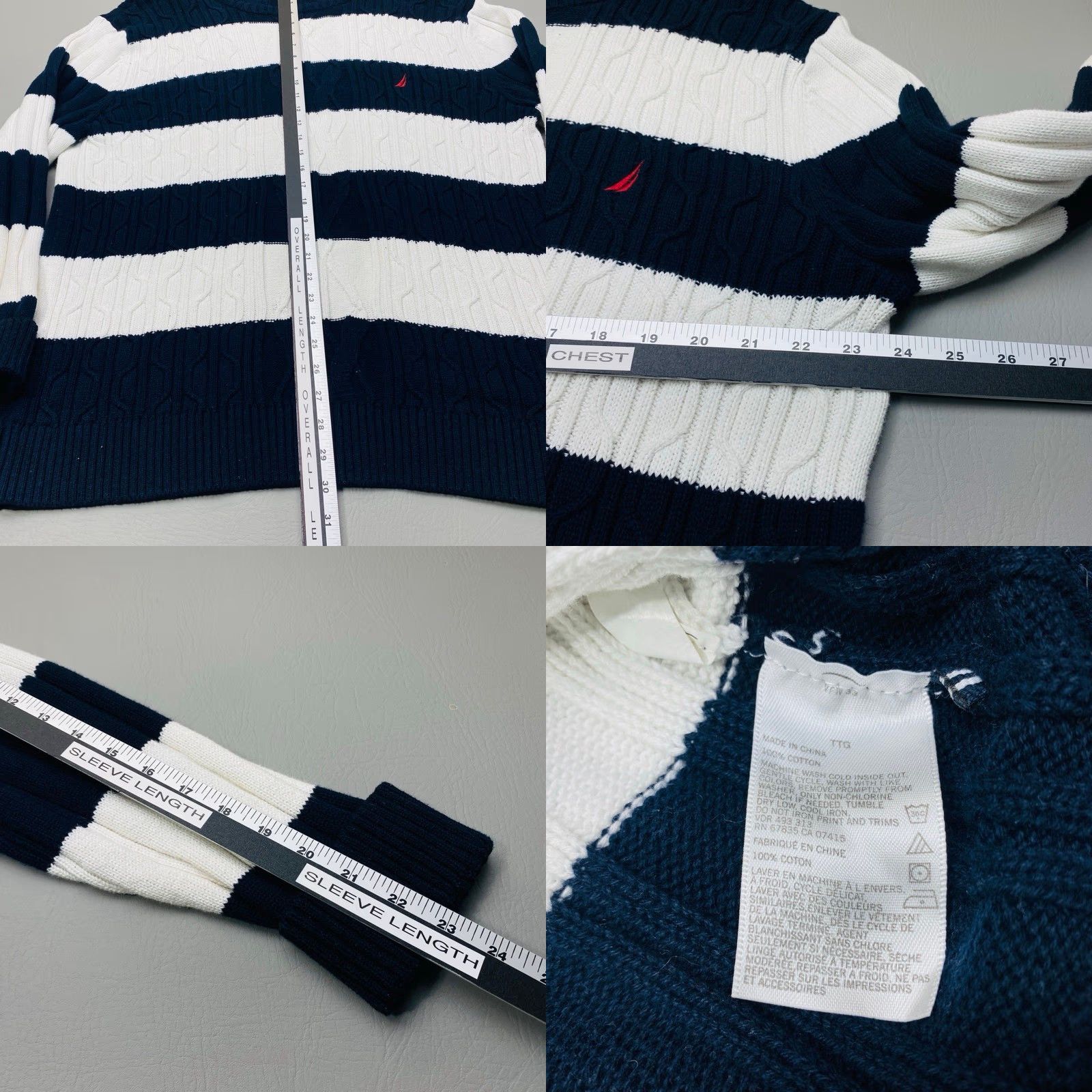 Nautica Nautica Sweater Mens 2XL Navy Blue White Cable Knit Fisherman Coastal Preppy Size US XXL / EU 58 / 5 - 8 Thumbnail