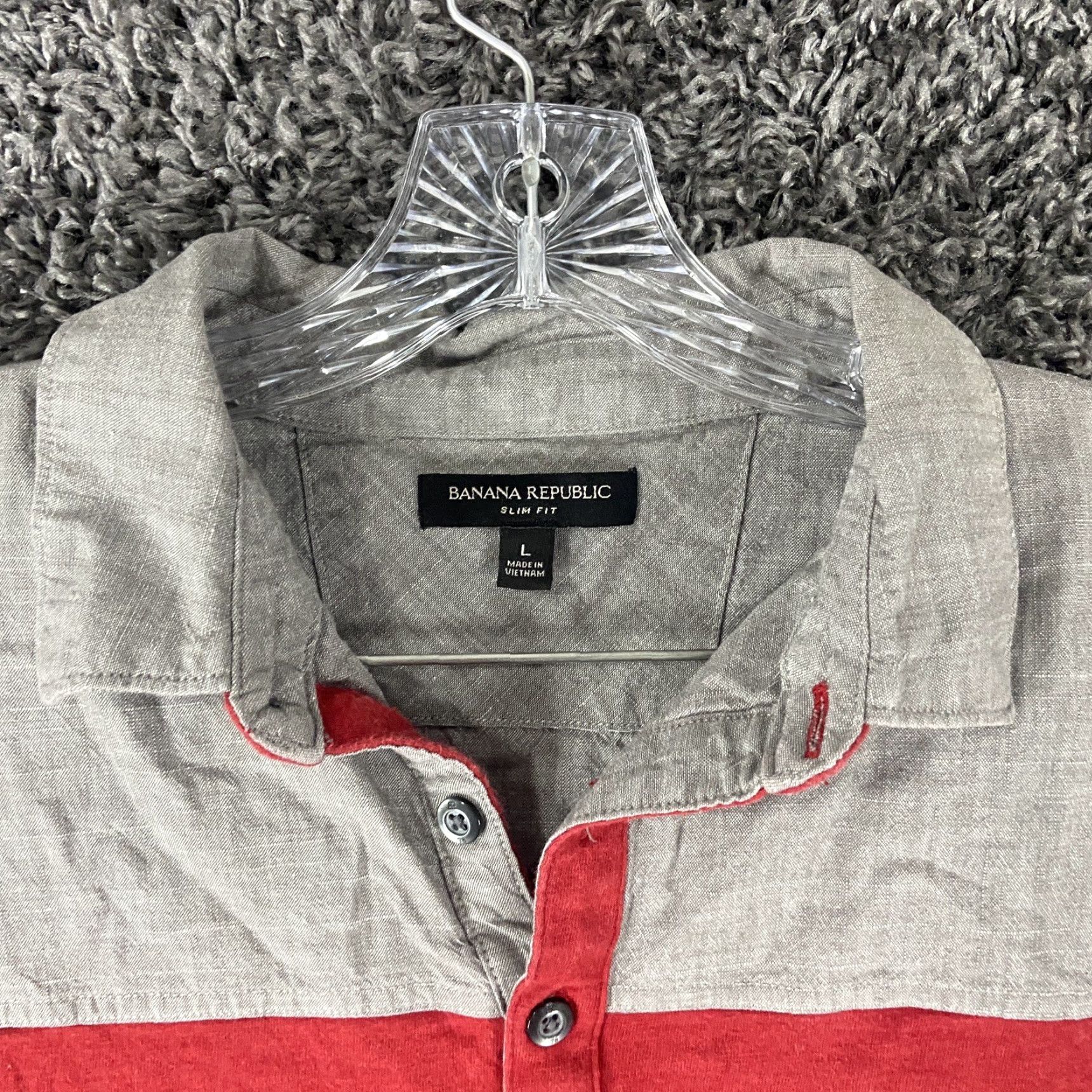 Banana Republic Banana Republic Polo Short Sleeve Men L Slim Fit Gray Red Multicolor Size US L / EU 52-54 / 3 - 5 Thumbnail