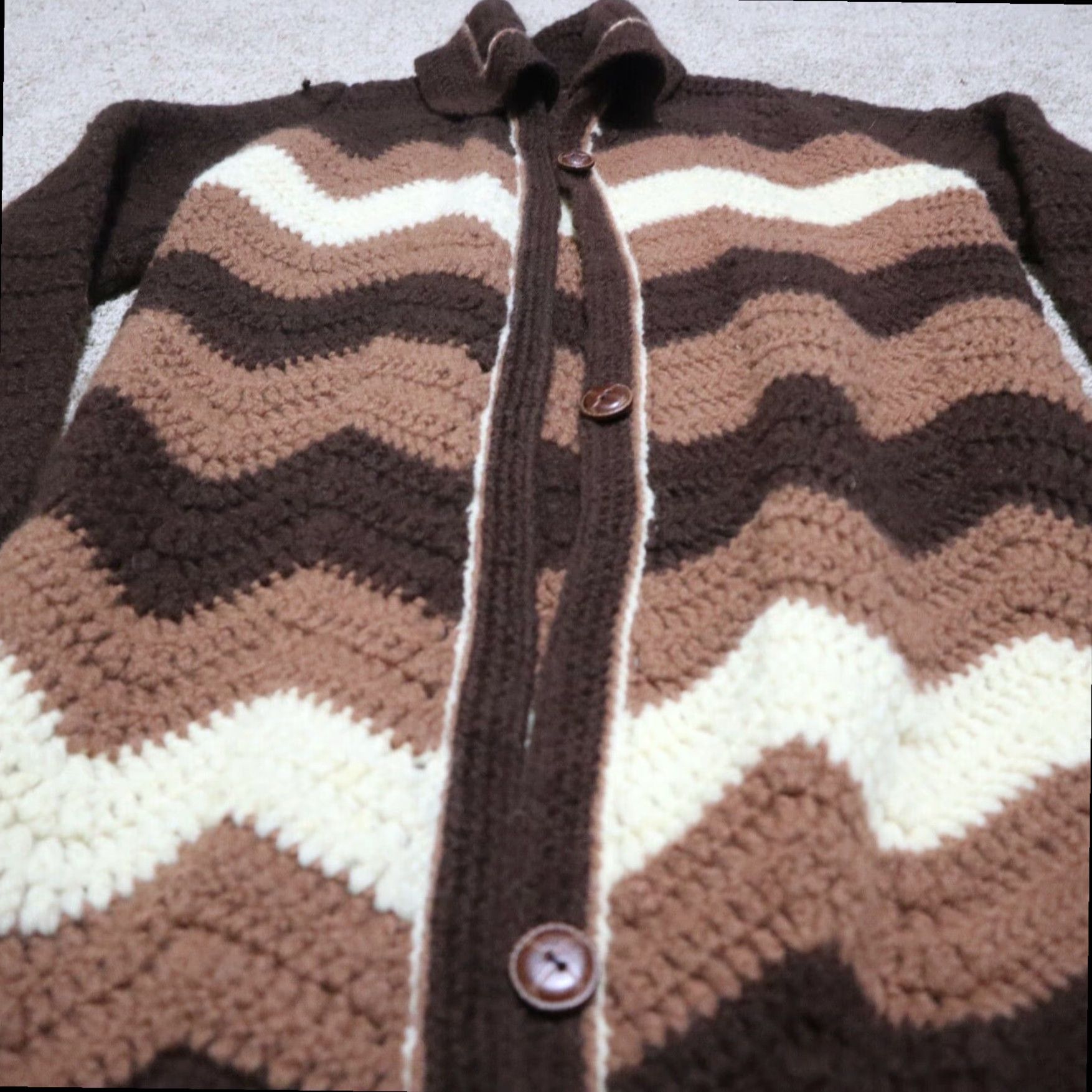 MadeMe Brown Homemade Knitted Cardigan Sweater Women's Medium Size Size M / US 6-8 / IT 42-44 - 2 Thumbnail
