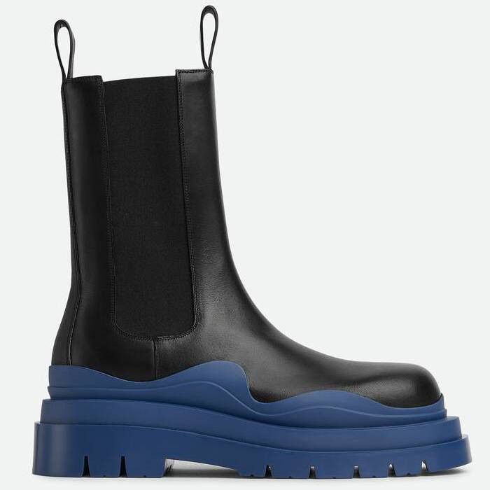 Bottega Veneta o1n1vont1224 Tire Chelsea Boots in Black/Blue Size US 11.5 / EU 44-45 - 1 Thumbnail