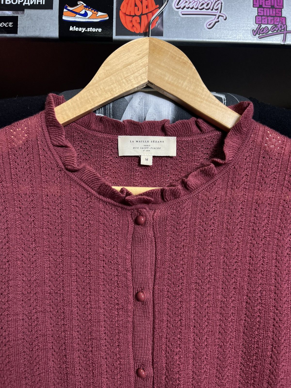 Sezane Sezane Paris Rosewood Merino Wool Blend Knitted Cardigan Size L / US 10 / IT 46 - 7 Thumbnail