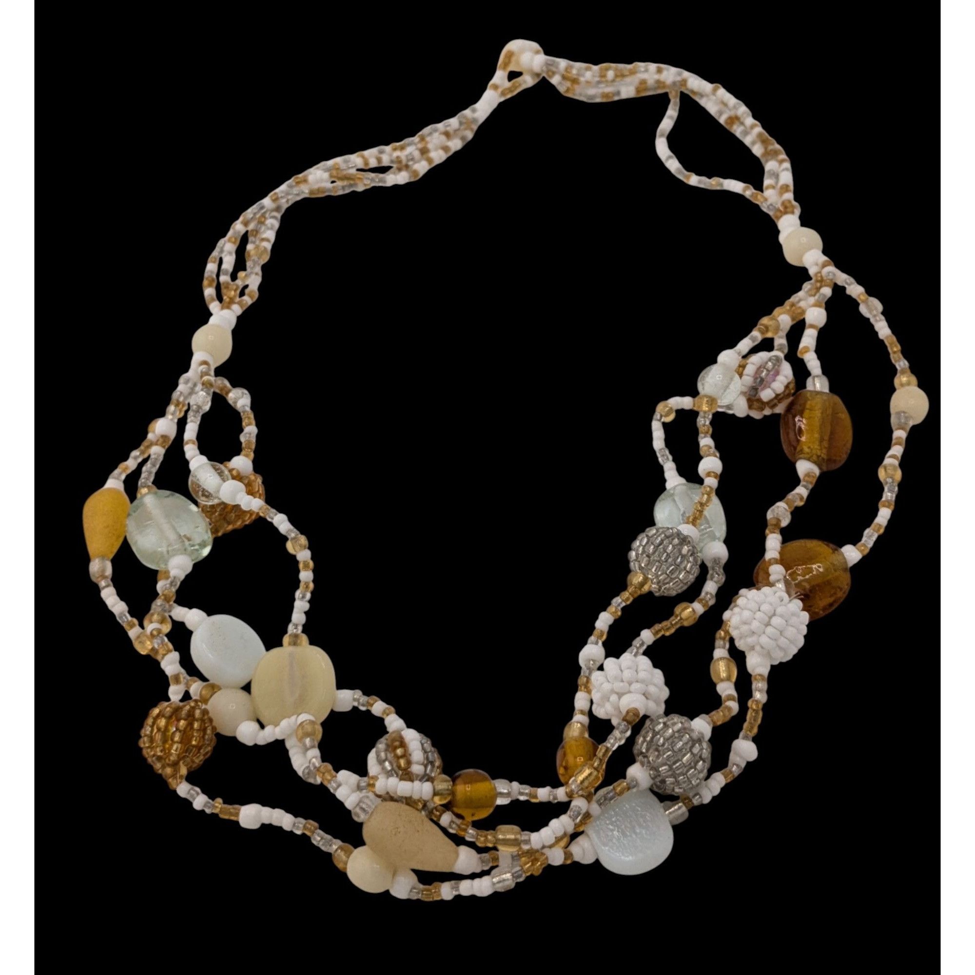 Handmade Handmade Vintage Earth Tone Beaded Multi-Strand Necklace Size ONE SIZE - 1 Thumbnail