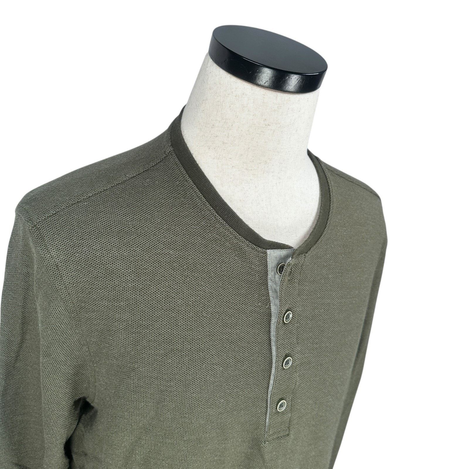 UNTUCKit Untuckit Henley Shirt Men’s XL Green Cotton Waffle Knitted Size US XL / EU 56 / 4 - 3 Thumbnail