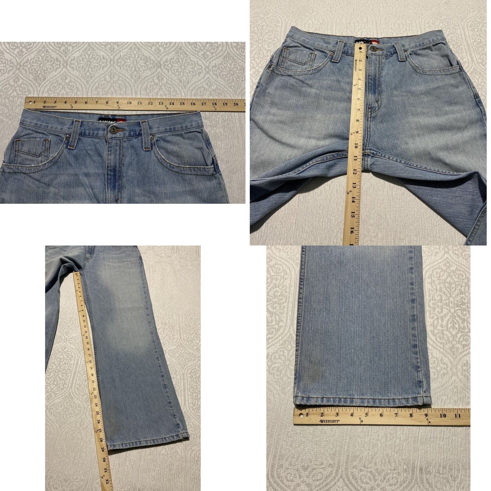 Denime Tony Hawk Jeans Mens 32x30 Light Wash Blue Denim Relaxed Straight Leg Jeans Men Size US 32 / EU 48 - 8 Thumbnail