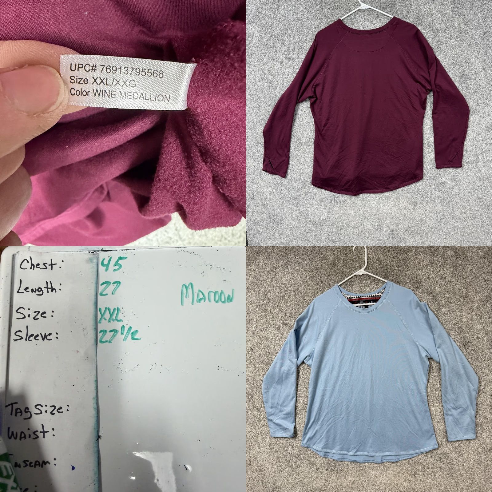 Vintage ClimateRight by Cuddl Duds Pajama Top Lot 2 Womens 2XL Blue Maroon Sleepwear Fleece Knit Crew Neck Raglan Long Sleeve Size XXL / US 16-18 / IT 52-54 - 8 Thumbnail