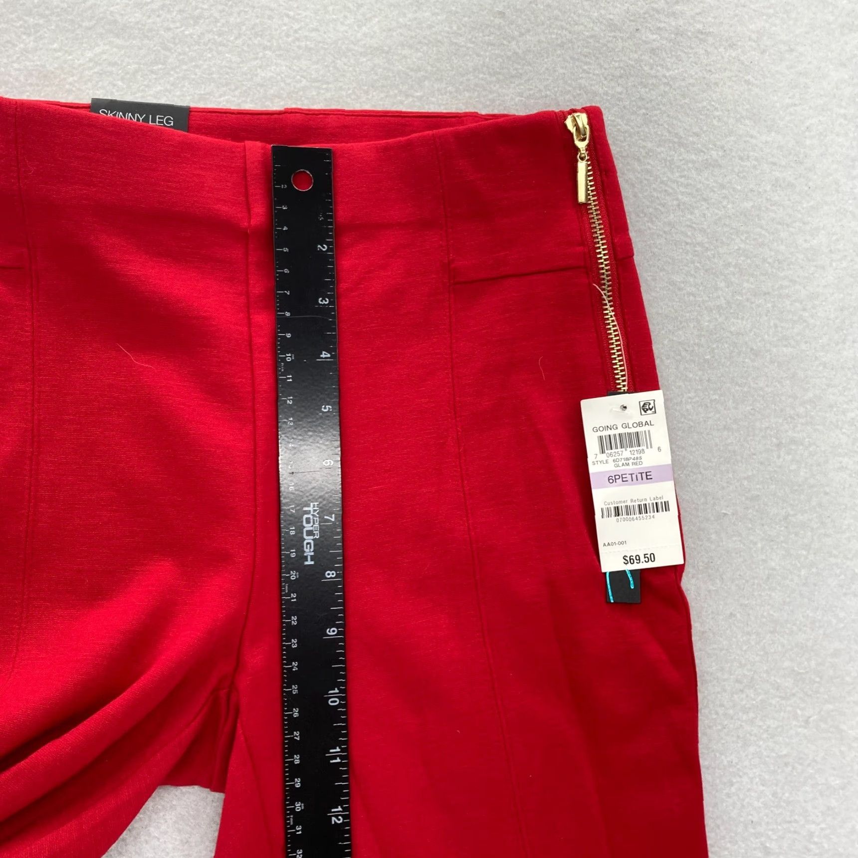 Vintage INC International Concepts Skinny Ankle Pants Women 6P Petite Red Stretch NWT Pants Size 28" / US 6 / IT 42 - 7 Thumbnail
