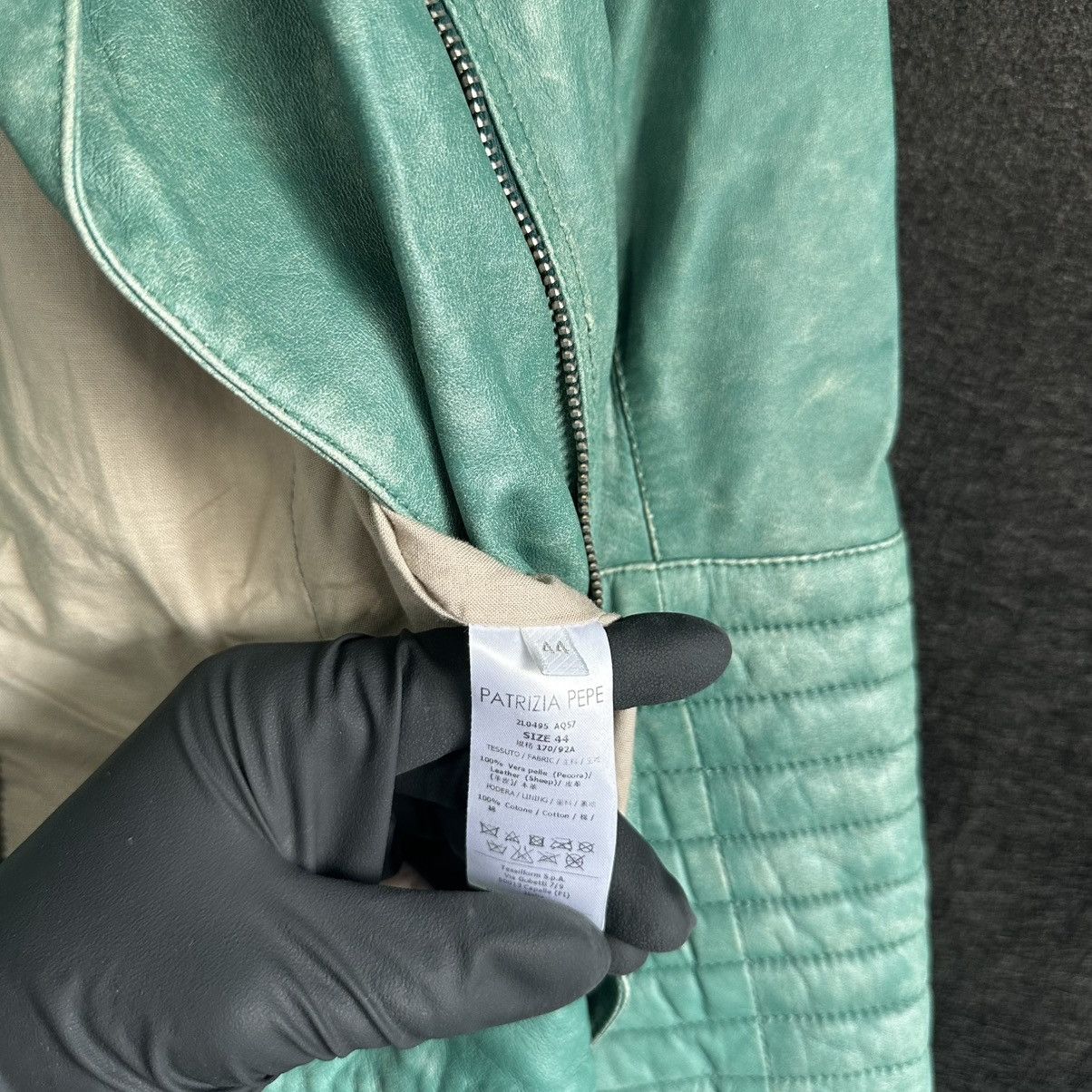Patrizia Pepe Patrizia Pepe Leather Jacket Green Cropped Biker Studded Size M / US 6-8 / IT 42-44 - 9 Thumbnail
