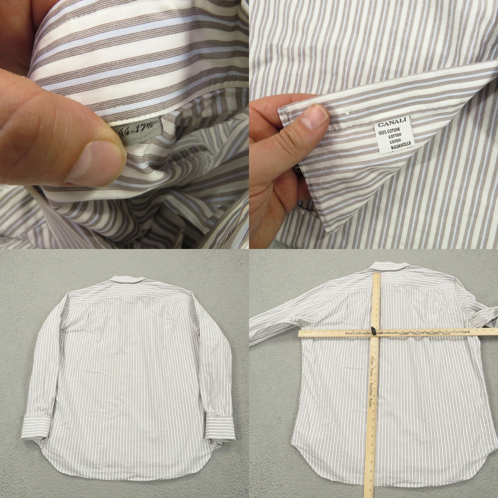 Canali VINTAGE Canali 1934 Shirt Men 17.5 44 White Grey Light Blue Stripe Long Sleeve Button Up Size US XXL / EU 58 / 5 - 8 Thumbnail