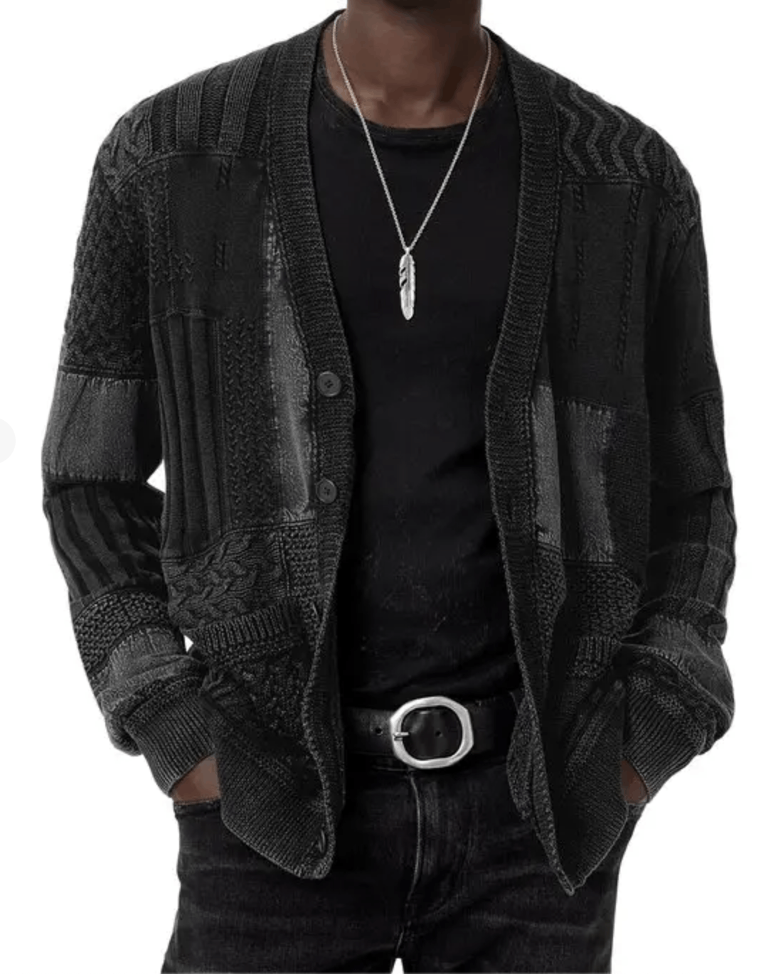 John Varvatos John Varvatos Francis Knit Patchwork Cardigan Size US XXL / EU 58 / 5 - 4 Thumbnail