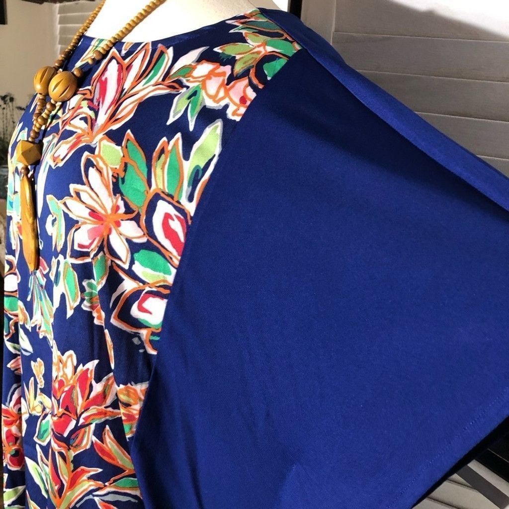 Bob Mackie Bob Mackie Tunic Kaftan Blouse Floral Blue/Multicolor 2X Size XXL / US 16-18 / IT 52-54 - 6 Thumbnail