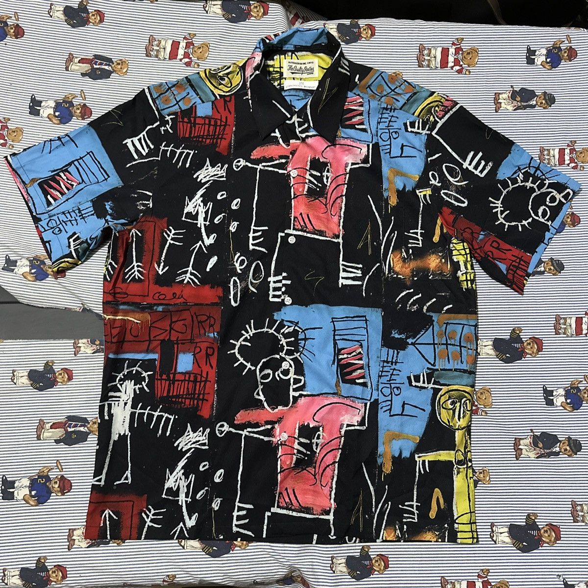 image of Guilty Parties x Jean Michel Basquiat Wacko Maria X Jean Michel Basquiat Multicolor Button Up Xl