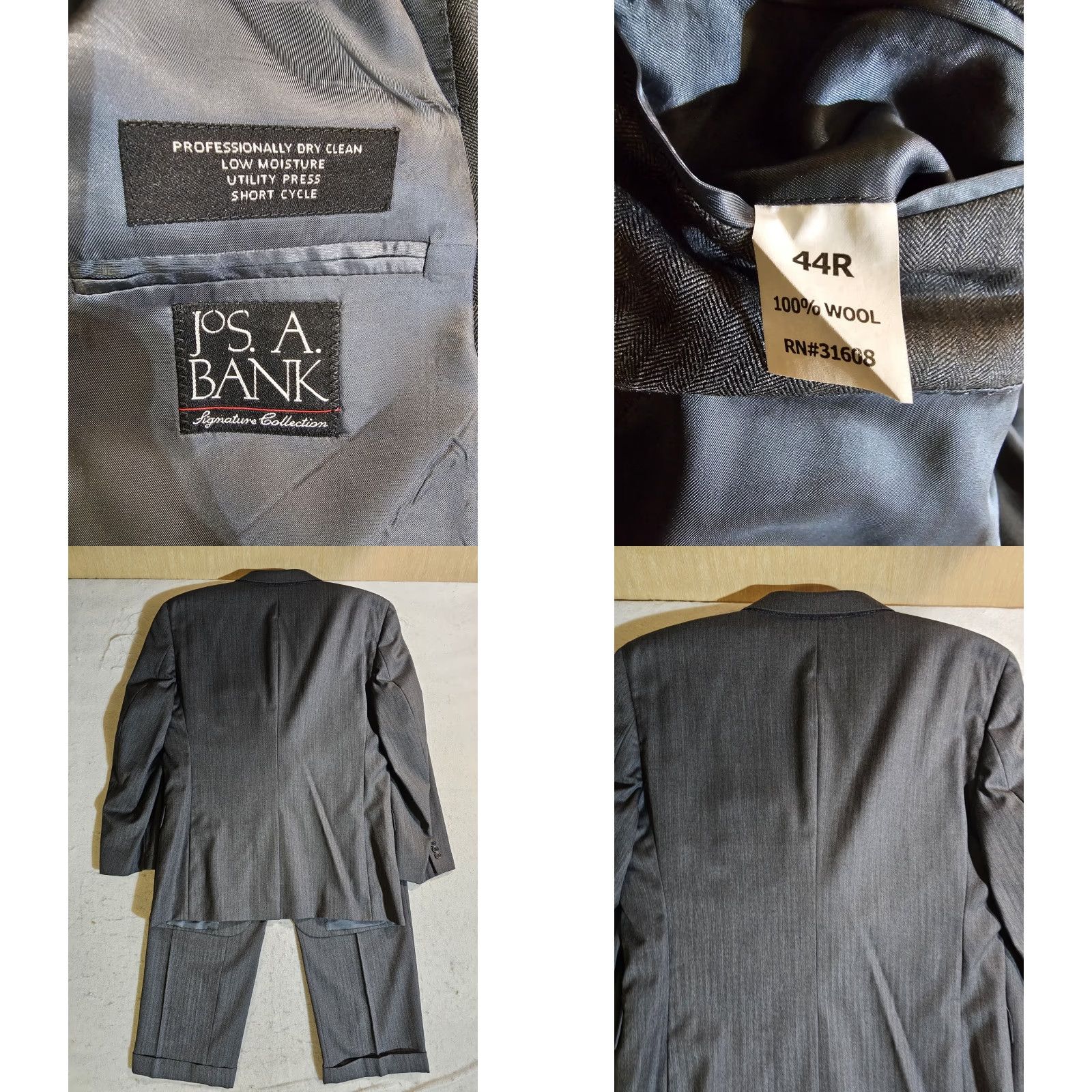 Jos. A. Bank Jos A Bank Signature Collection 100% Wool Gray Striped 2pc Suit Size 43R 34x30 Size 46R - 8 Thumbnail