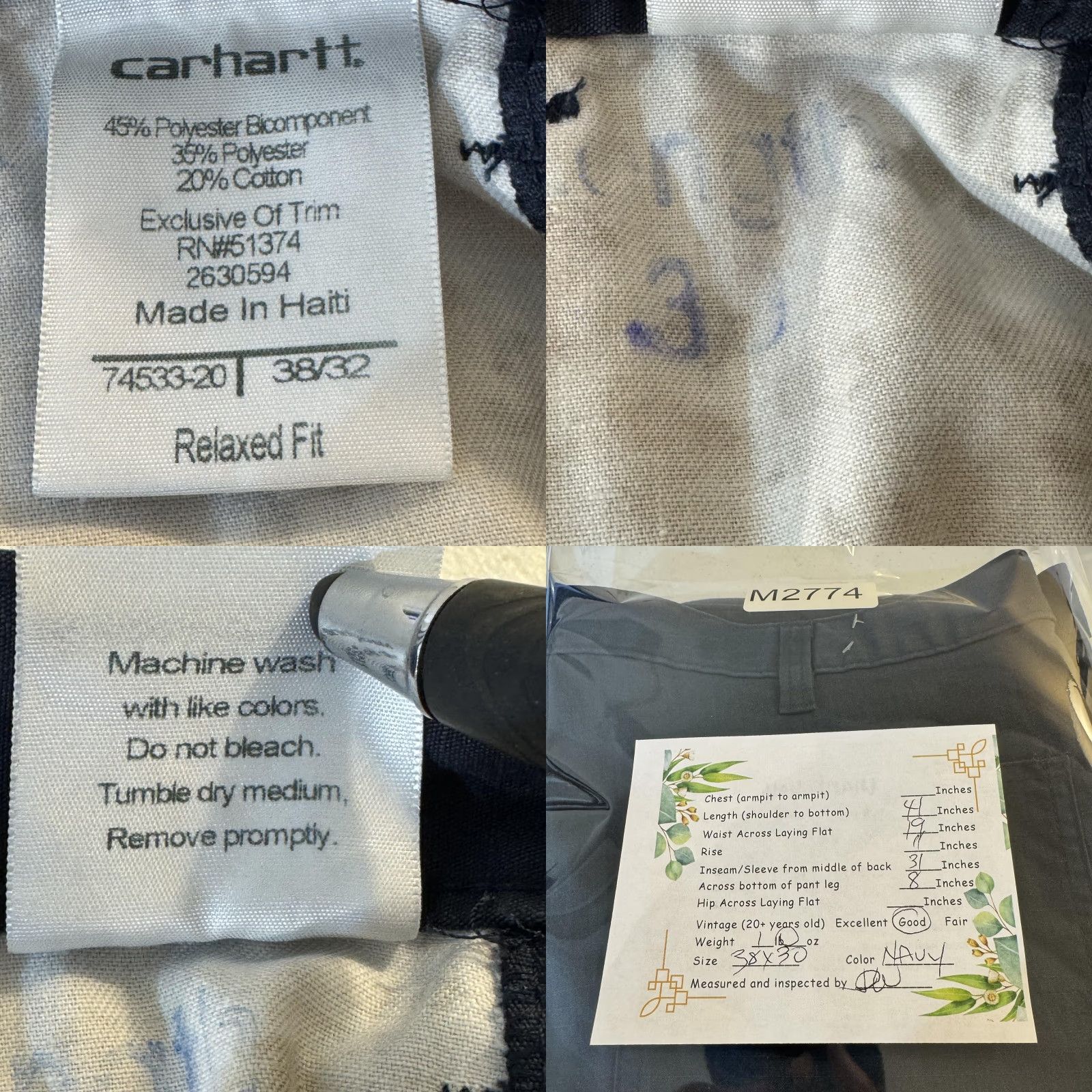Carhartt Carhartt Pants Mens 39x31 Navy Blue Ripstop Relaxed Fit Zip Pocket Work Size US 38 / EU 54 - 8 Thumbnail