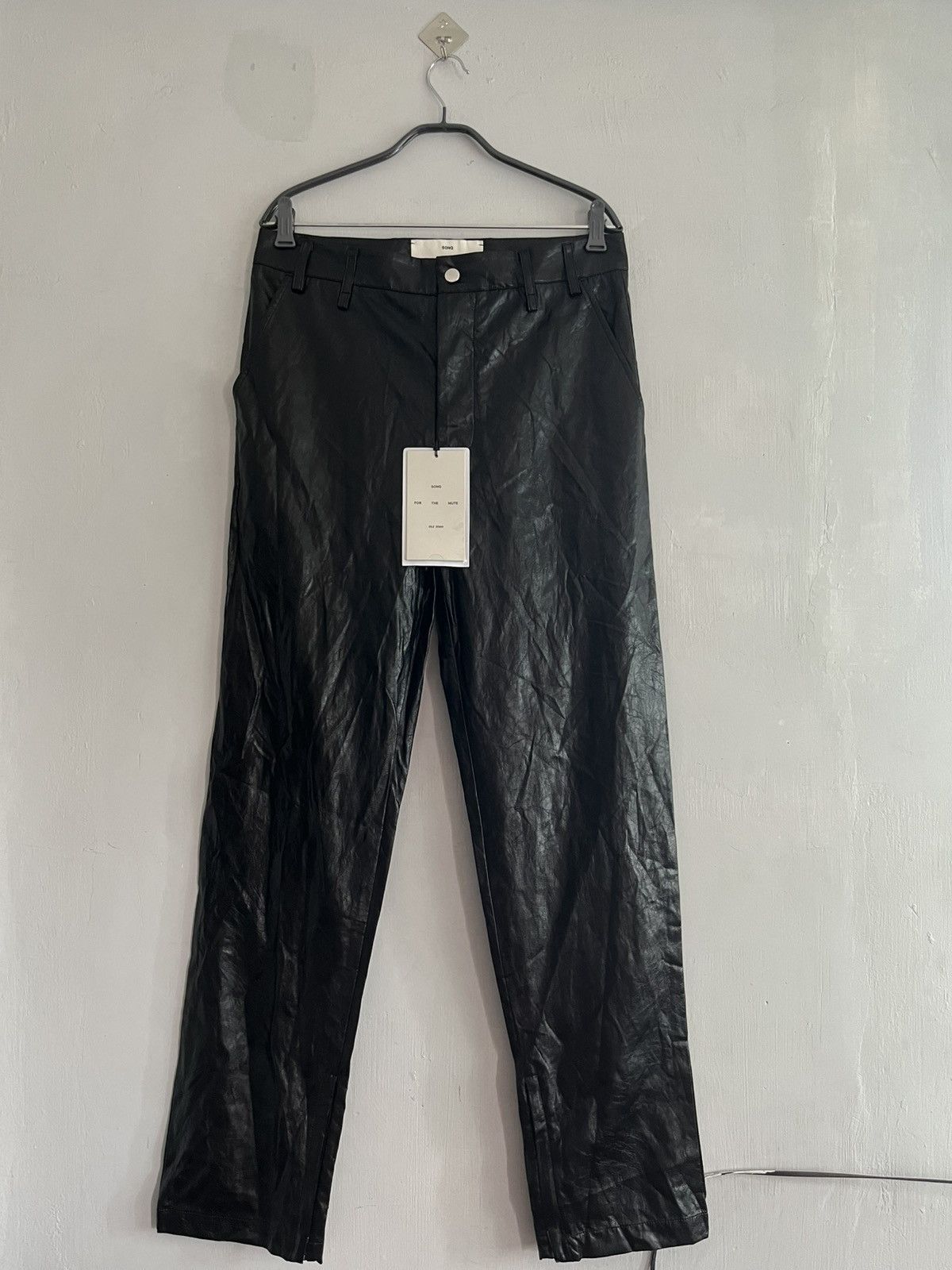 Song For The Mute FW23 Song For The Mute Crinkled Faux Leather Cigarette Pants Size US 32 / EU 48 - 1 Thumbnail