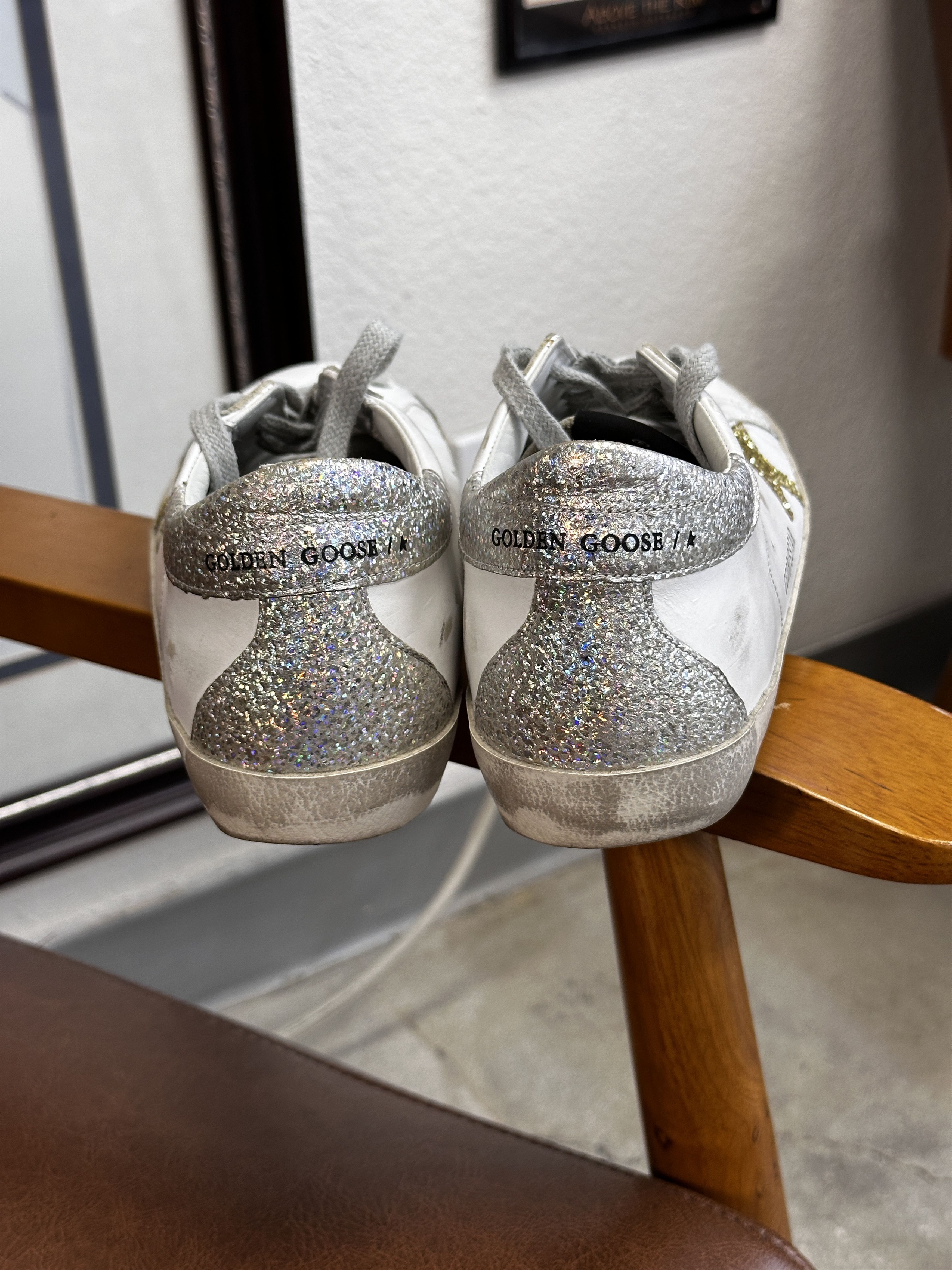 Golden Goose Golden Goose Super-Star Gold Glitter Star And Silver Heel Size US 8 / IT 38 - 4 Thumbnail