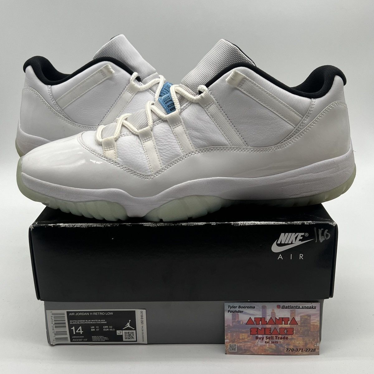 image of Air Jordan 11 Low Legend Blue Shoes in White, Men's (Size 14)