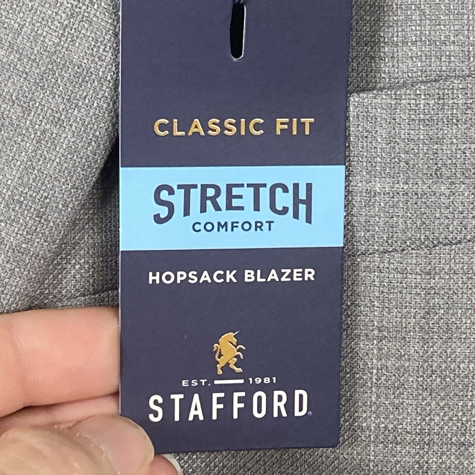Stafford Stafford Hopsack Blazer Men's 42R Classic Fit Wool Gray Size 42R - 5 Thumbnail