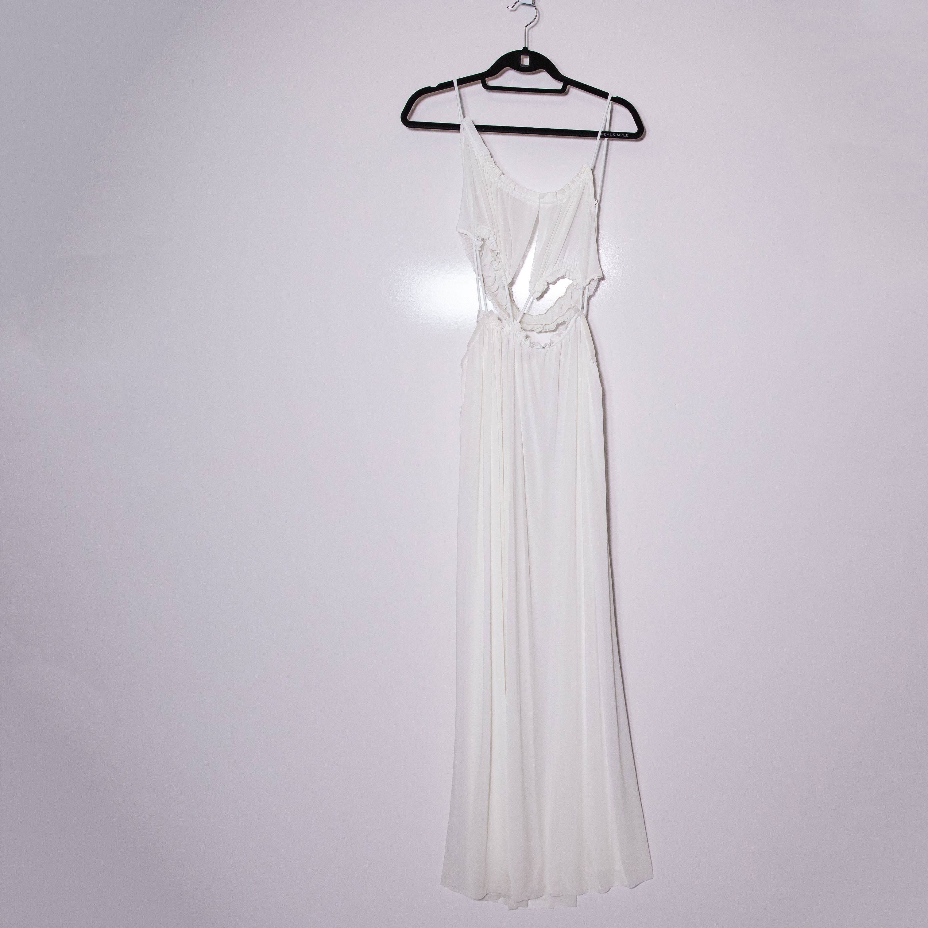 slim fit dress slacks Petal and Pup Women's Nova Flutter Sleeve Dress - White