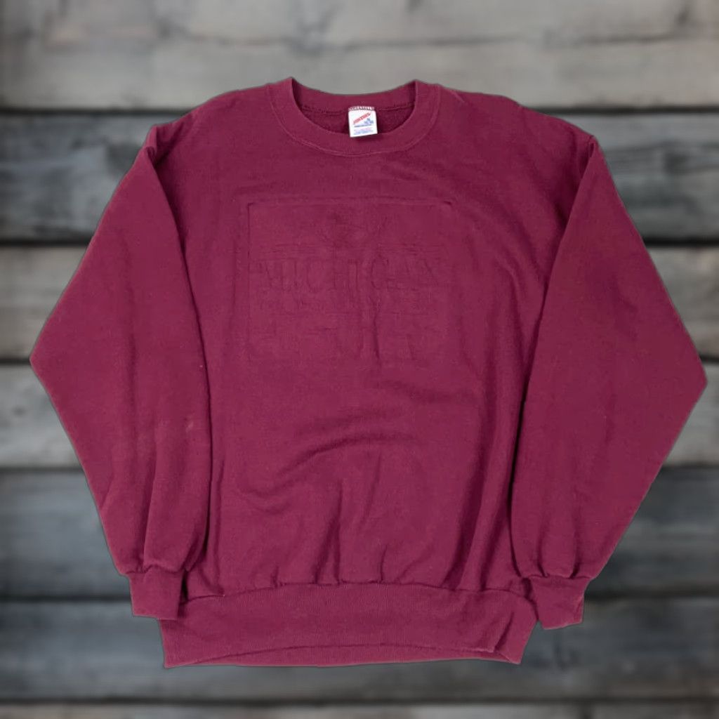 Jerzees VINTAGE Jerzees Michigan Wolverines Sweatshirt Red XL Pullover Crew Neck Embroidered USA Made Men’s Sweatshirt 90s Retro Graphic Print Size US XL / EU 56 / 4 - 1 Thumbnail