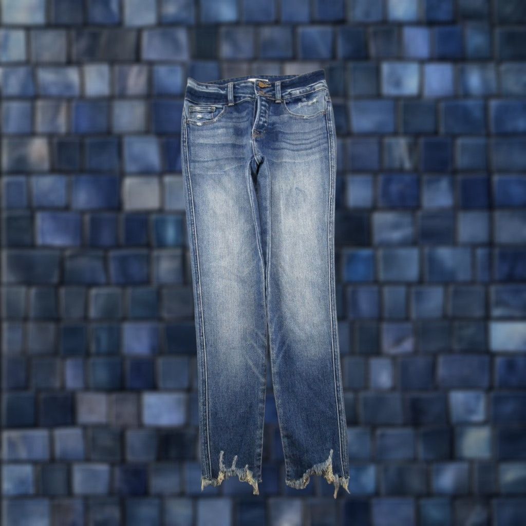 Vintage Flying Monkey Womens Button Fly Blue Skinny Jeans Ankle Size 26 Leather? (Note: Original contains no leather) Size 26" / US 2 / IT 38 - 1 Thumbnail