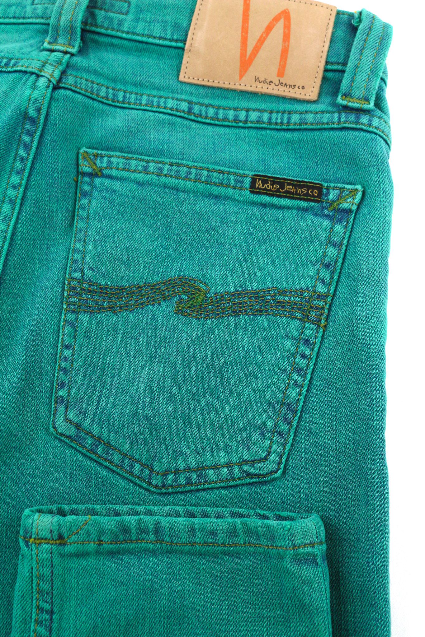 Nudie Jeans HIGH KAI W28/L34 Organic Green Denim Jeans 81630 Size US 28 / EU 44 - 5 Thumbnail