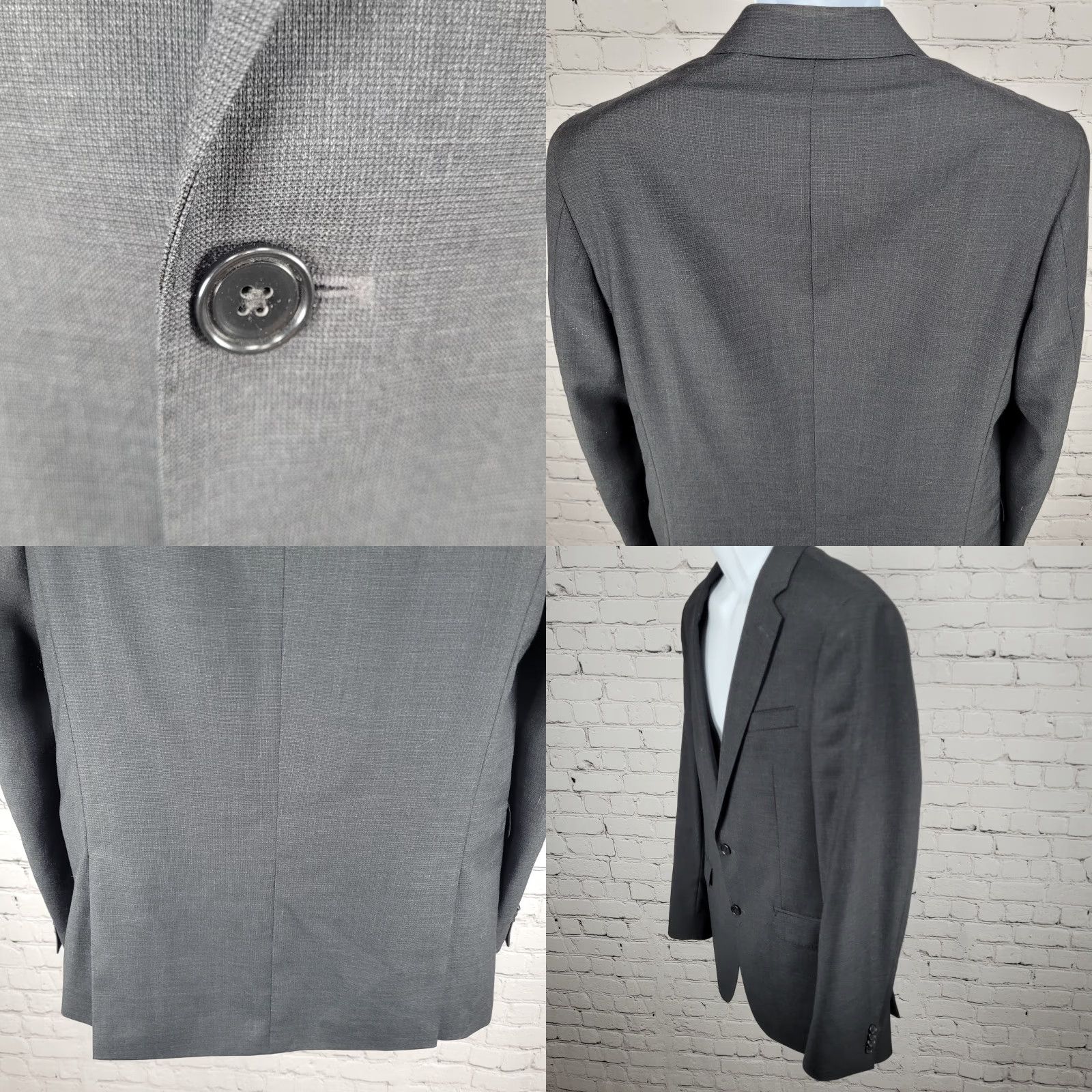 Kenneth Cole KENNETH COLE Grey Minitex Wool 2 Button Notch Blazer Sport Coat 40L MSRP 50 Men Suit Jacket Wool Solid 2 Piece Classic Formal Business Blazer Mens Size 40R - 9 Thumbnail