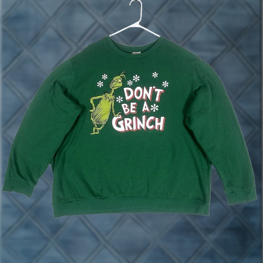 Vintage VINTAGE The Grinch Sweatshirt Mens 3XL Green Long Sleeve Crew Neck Christmas Holiday Graphic Print Pullover Knit Casual Housewear Size US XXL / EU 58 / 5 - 1 Thumbnail