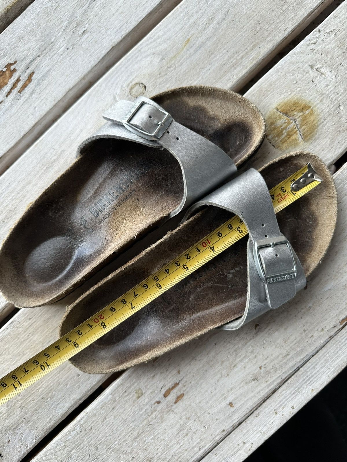 Birkenstock 🚨Vintage Birkenstock 38 silver Luxe Sandals rare slides Size US 7 / IT 37 - 13 Thumbnail