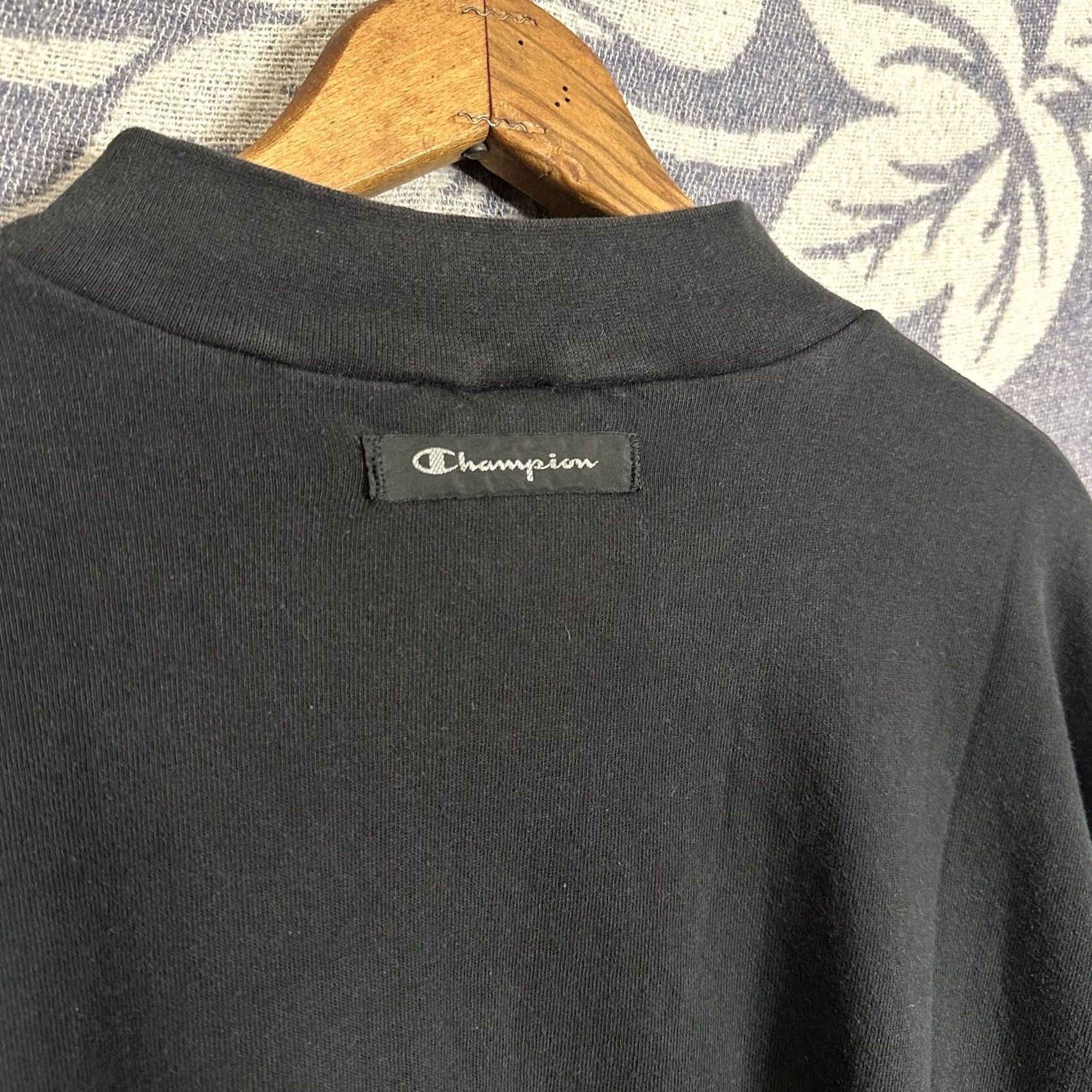 Champion VINTAGE Champion Black Long Sleeve Shirt Mens Large Mock Neck 90s Cotton Size US L / EU 52-54 / 3 - 7 Thumbnail