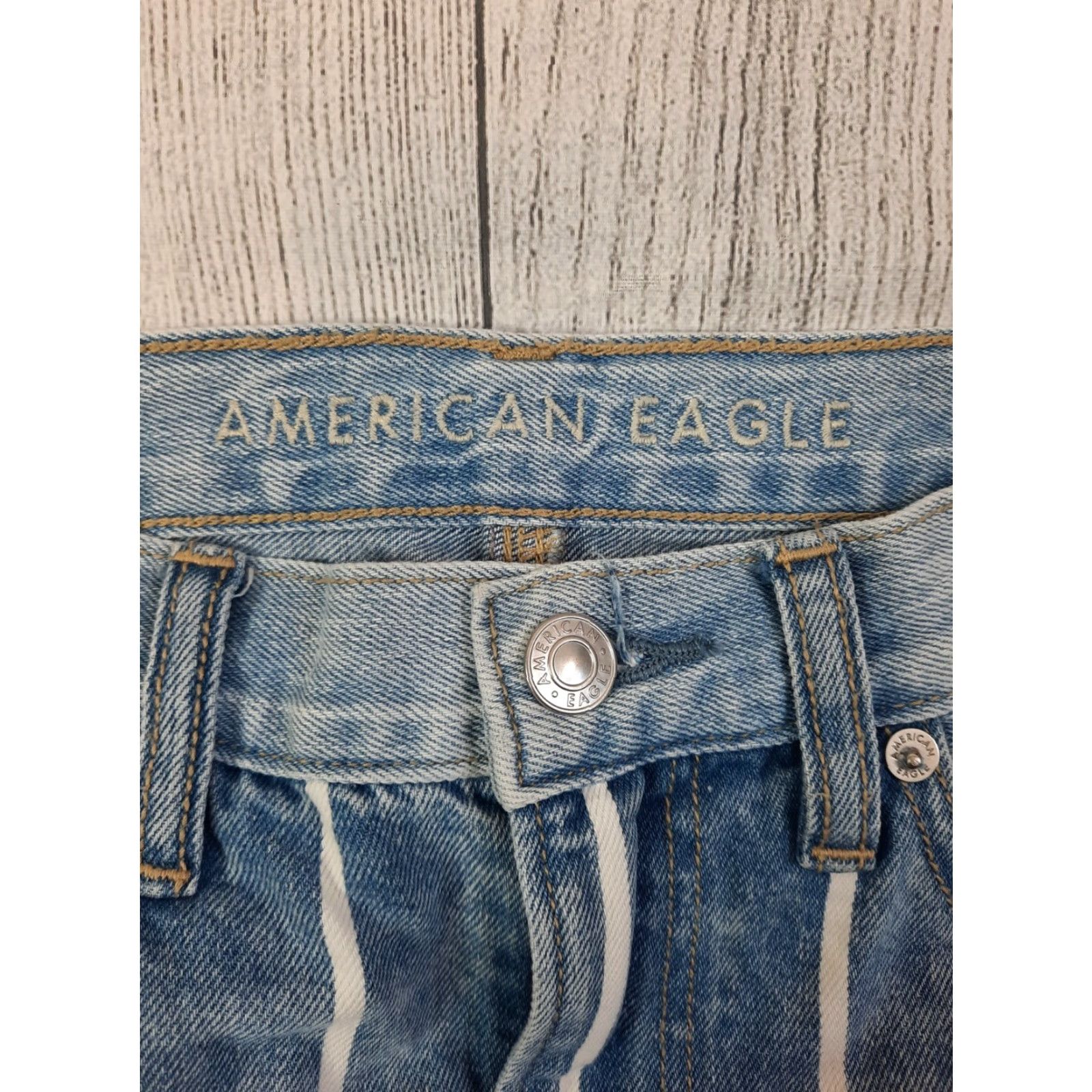 American Eagle Outfitters American Eagle Women's Mom Jeans 2 Blue Stretch High Rise Tapered Pin Stripe Size 26" / US 2 / IT 38 - 3 Thumbnail