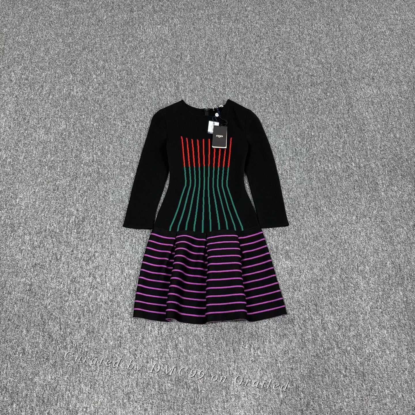 Fendi Fendi Black Color-Block Line Knit Dress Size XS / US 0-2 / IT 36-38 - 1 Thumbnail