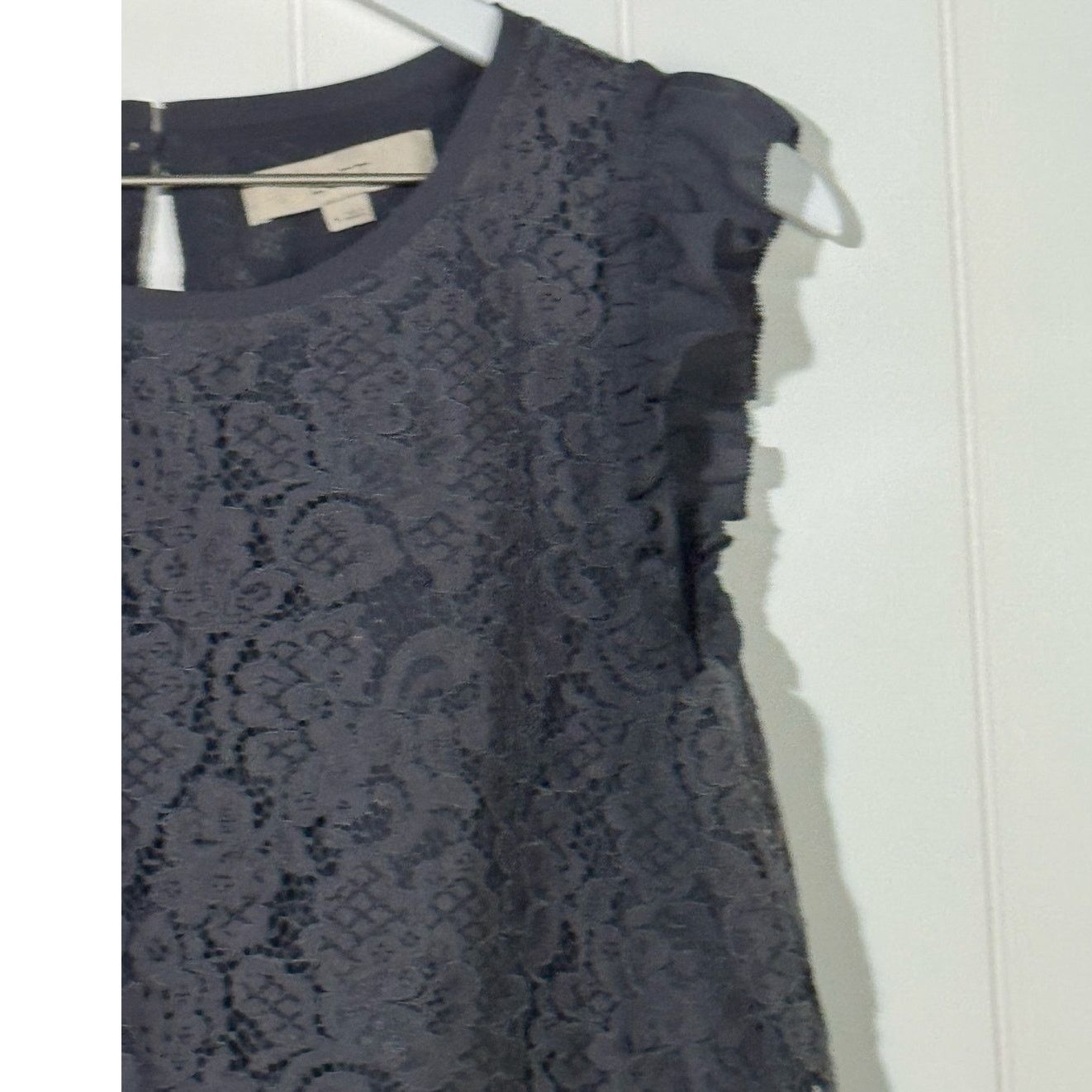 Loft Loft Lace Pullover Shirt Gray Ruffle Sleeve Medium Size M / US 6-8 / IT 42-44 - 3 Thumbnail