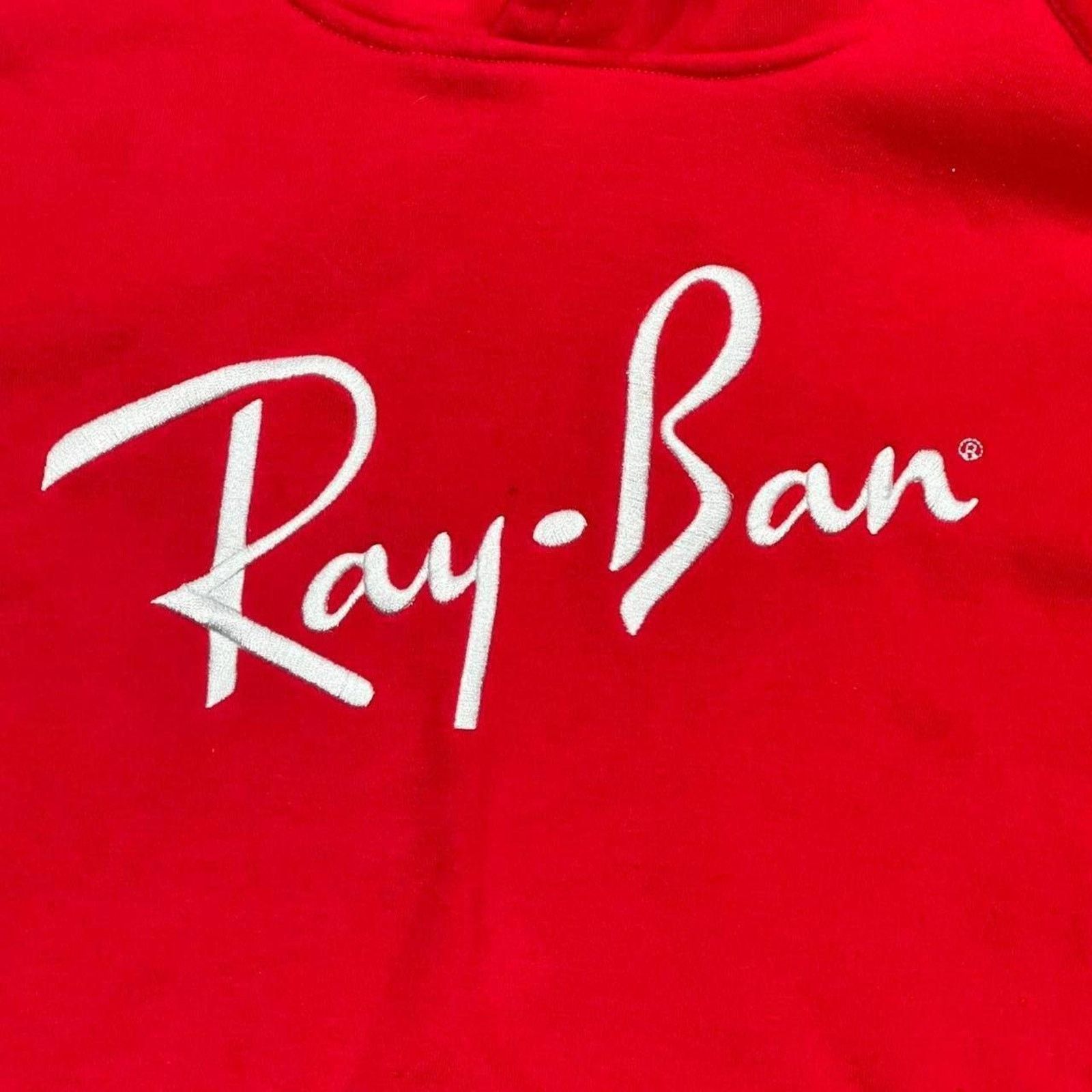 RayBan Ray-Ban Logo Vintage Red Hoodie w/ Kangaroo Pockets Size US L / EU 52-54 / 3 - 2 Thumbnail