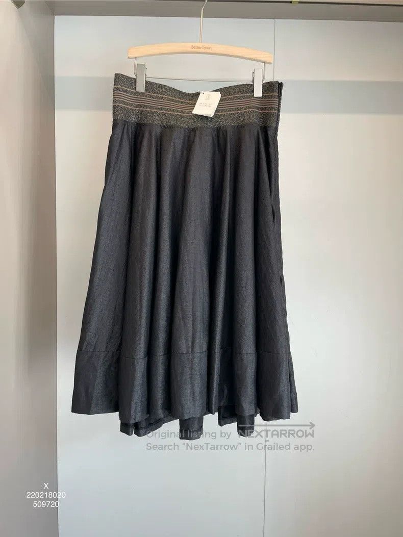 Brunello Cucinelli Brunello Cucinelli Black Gray Linen Gold Thread Asymmetric Size 32" / US 10 / IT 46 - 1 Thumbnail