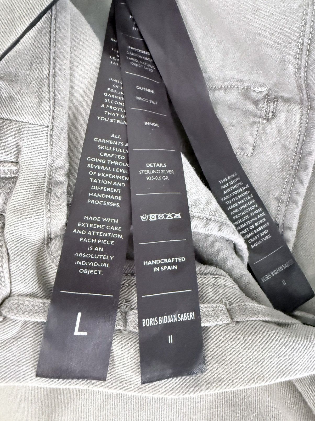 Boris Bidjan Saberi Boris P11 Carbon Grey Tapeseam Cotton Pant Size L Size US 34 / EU 50 - 10 Thumbnail