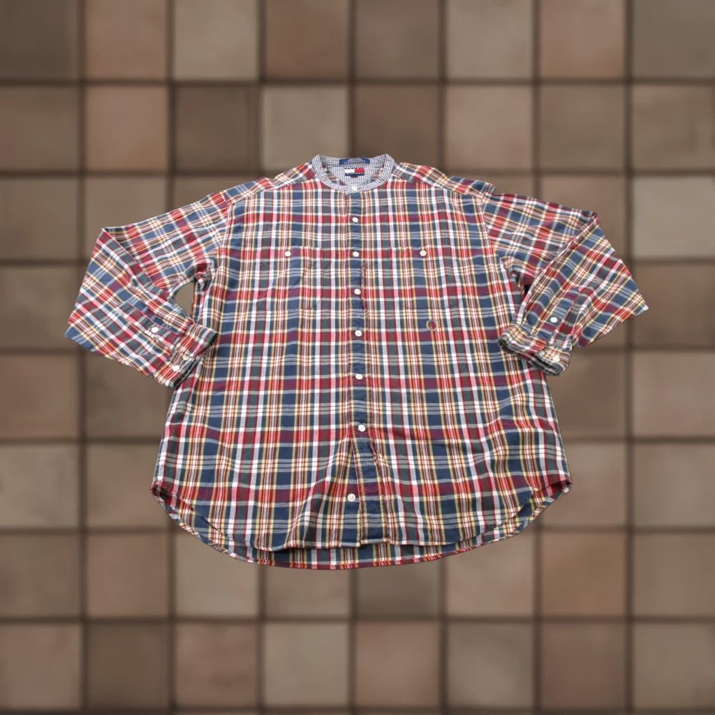 Tommy Hilfiger Tommy Hilfiger Shirt Mens L Colorful Plaid Business Preppy Band Collar Button-Up Size US L / EU 52-54 / 3 - 1 Thumbnail