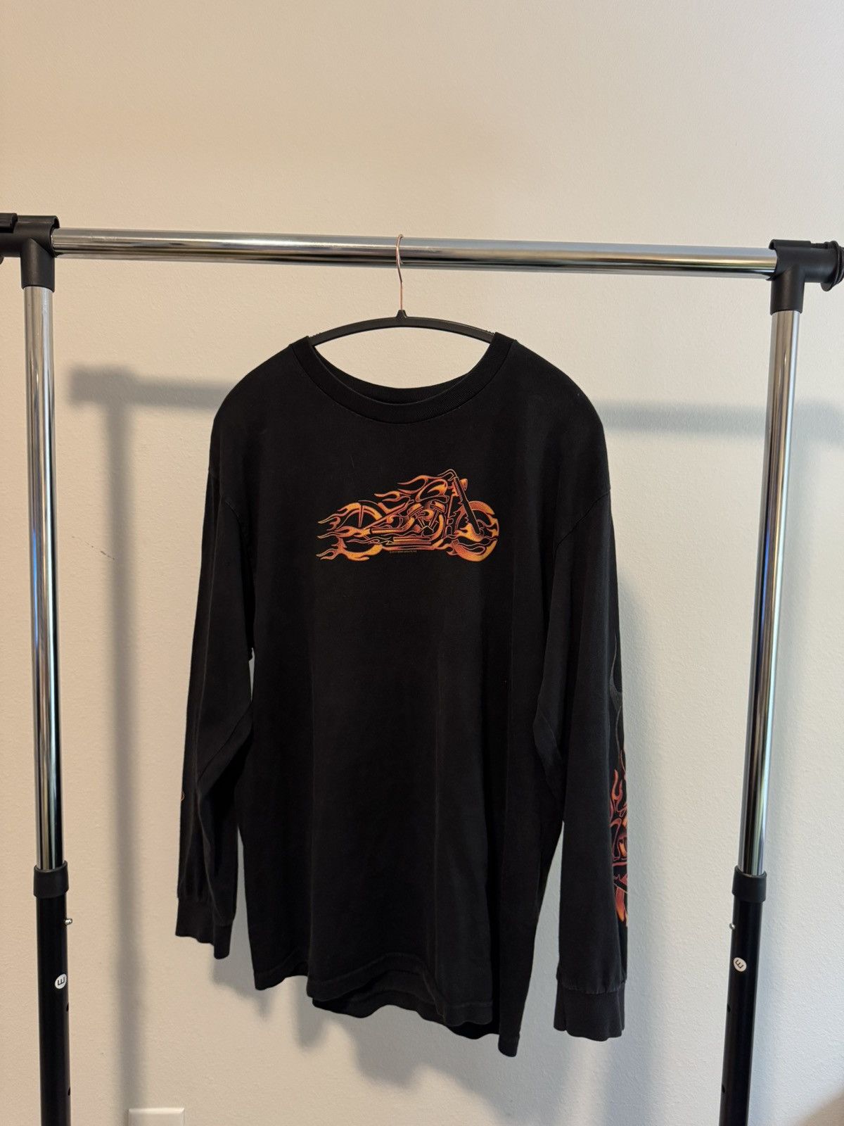 Vintage Vintage Hot Leathers Black Long Sleeve “Flame Bike” Size US L / EU 52-54 / 3 - 1 Thumbnail