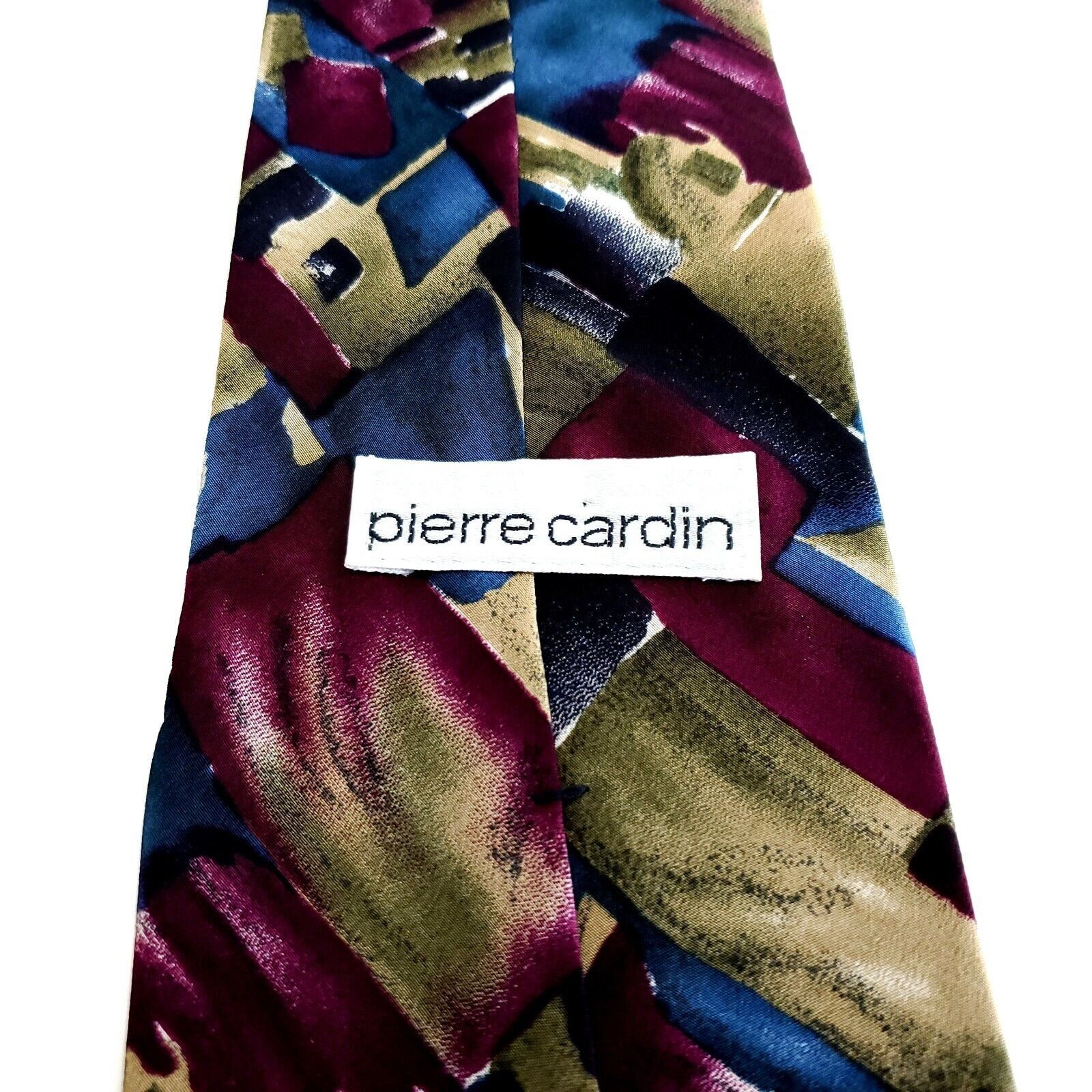 Pierre Cardin Pierre Cardin Abstract Blue Purple Beige Wide Silk Tie Size ONE SIZE - 3 Thumbnail
