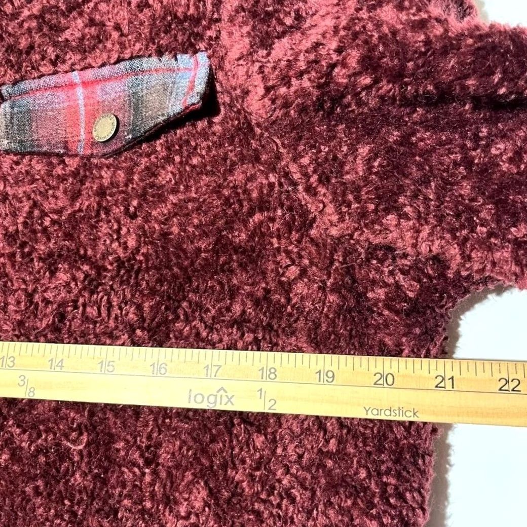 Pendleton VINTAGE Pendleton Cardigan Shirt Women Medium Maroon Full Zip Sherpa Fleece Teddy Sweater Size M / US 6-8 / IT 42-44 - 6 Thumbnail