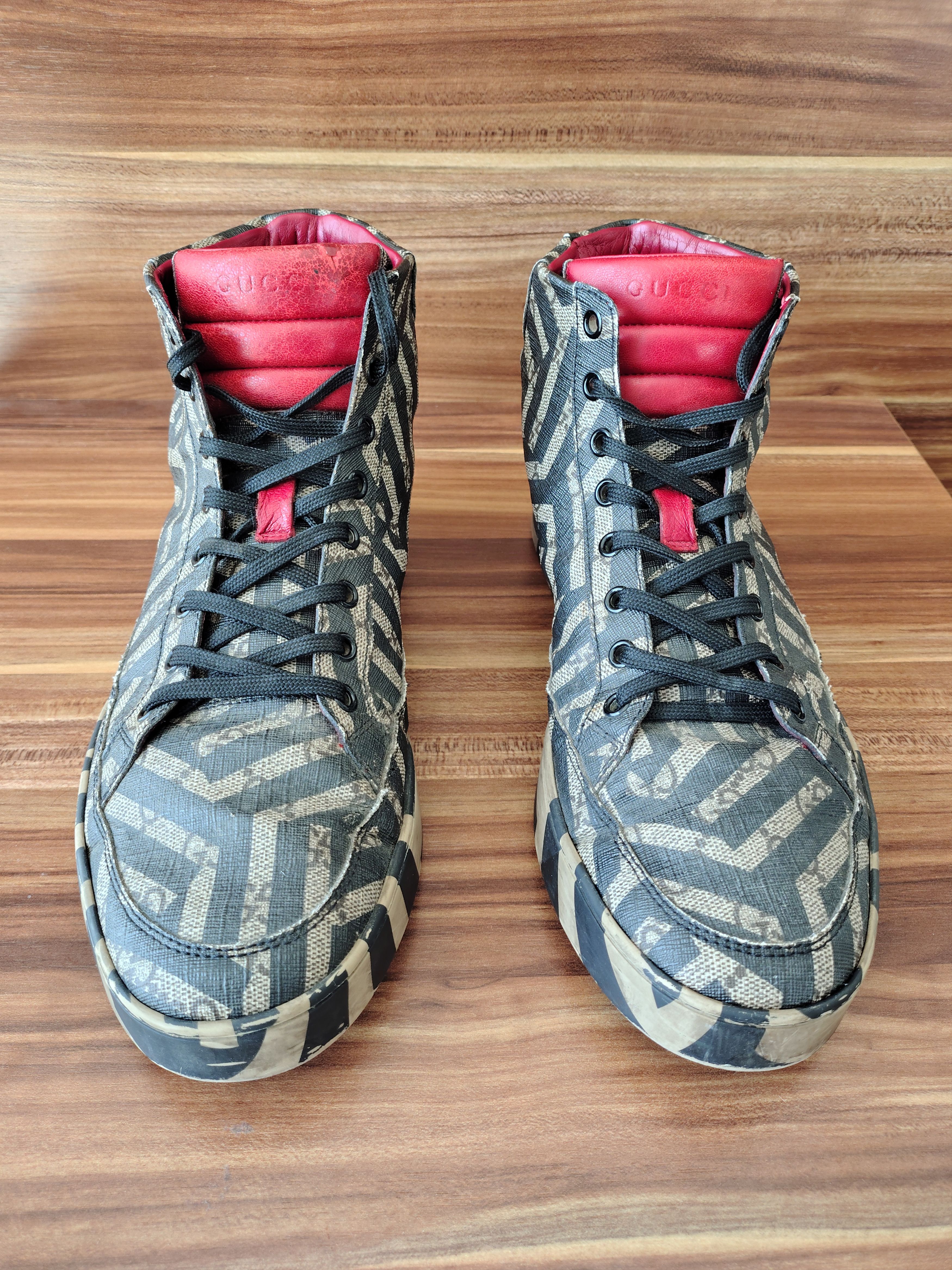 Gucci Gucci High Top Sneakers GG Pattern Red Interior Size US 8 / EU 41 - 1 Thumbnail