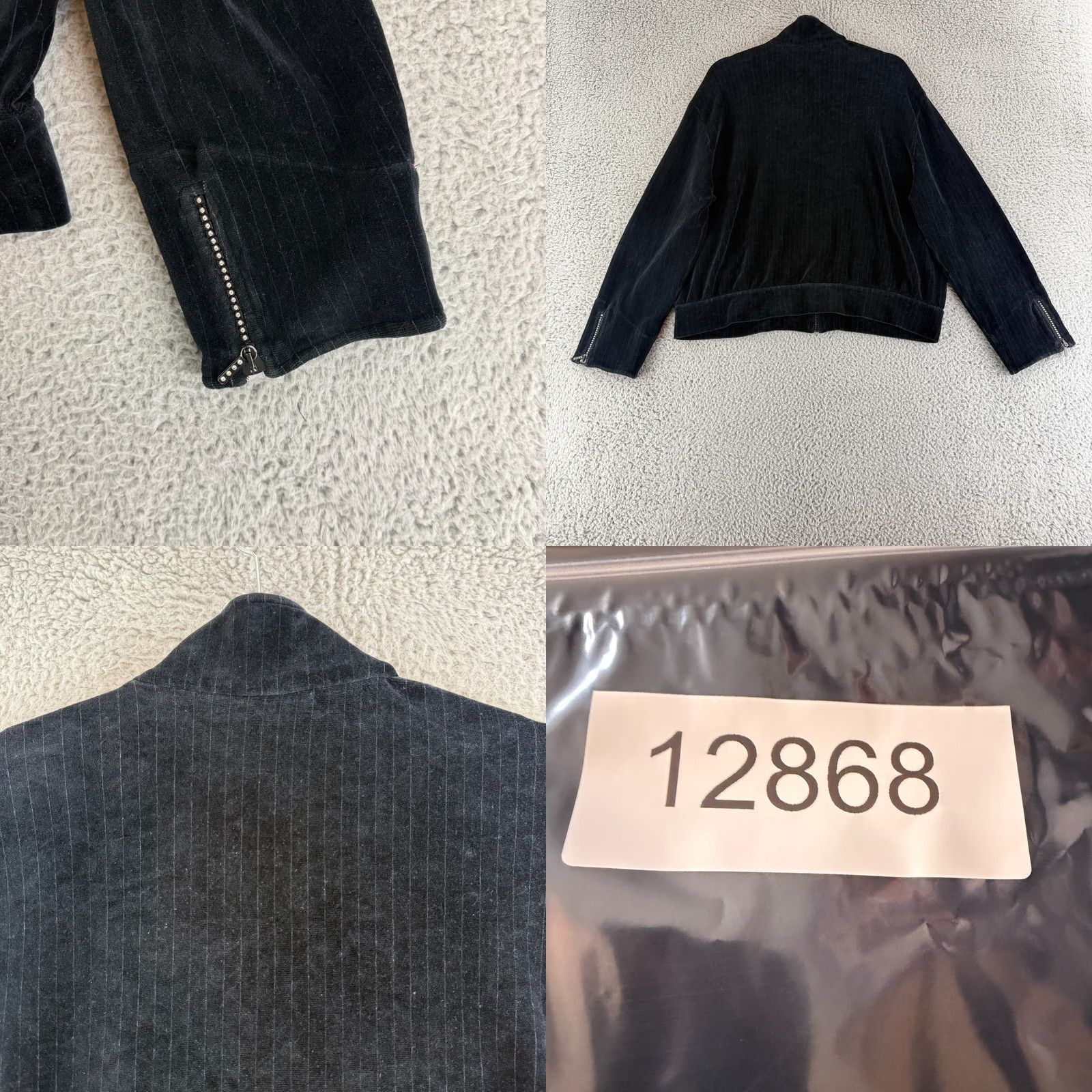 St. John St. John Sport Track Jacket Womens Large Velour Black Pinstripe Full Zip LS VTG Size L / US 10 / IT 46 - 9 Thumbnail
