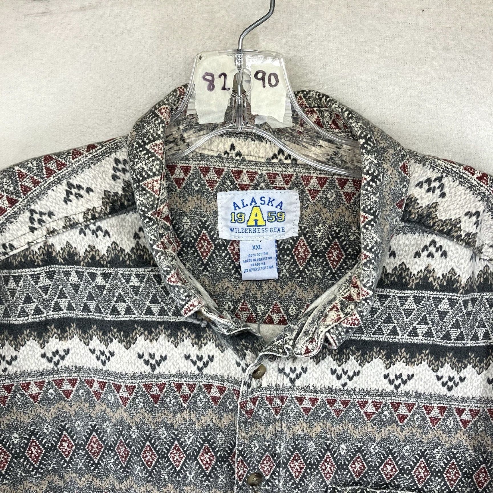 Gloverall VINTAGE Alaska Wilderness Gear Shirt Men's 2XL Flannel All Over Patter Fair Isle Long Sleeve Casual Workwear Western Cowboy 90s Size US XXL / EU 58 / 5 - 4 Thumbnail