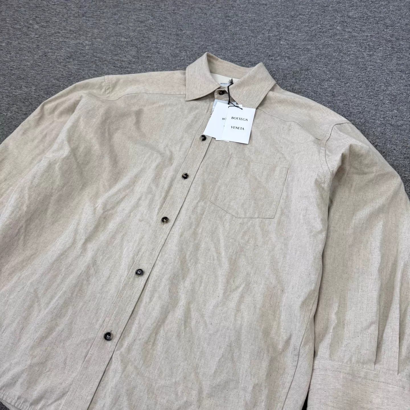 Bottega Veneta BV Beige Linen L/S Shirt-Jacket 44 Old Money Size US S / EU 44-46 / 1 - 3 Thumbnail