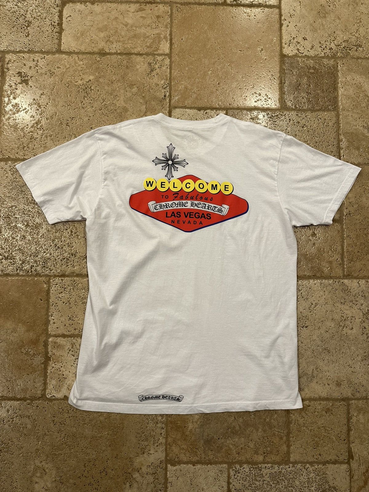 Chrome Hearts Chrome Hearts Welcome to Las Vegas Scroll Logo White Tee Size US XL / EU 56 / 4 - 8 Thumbnail