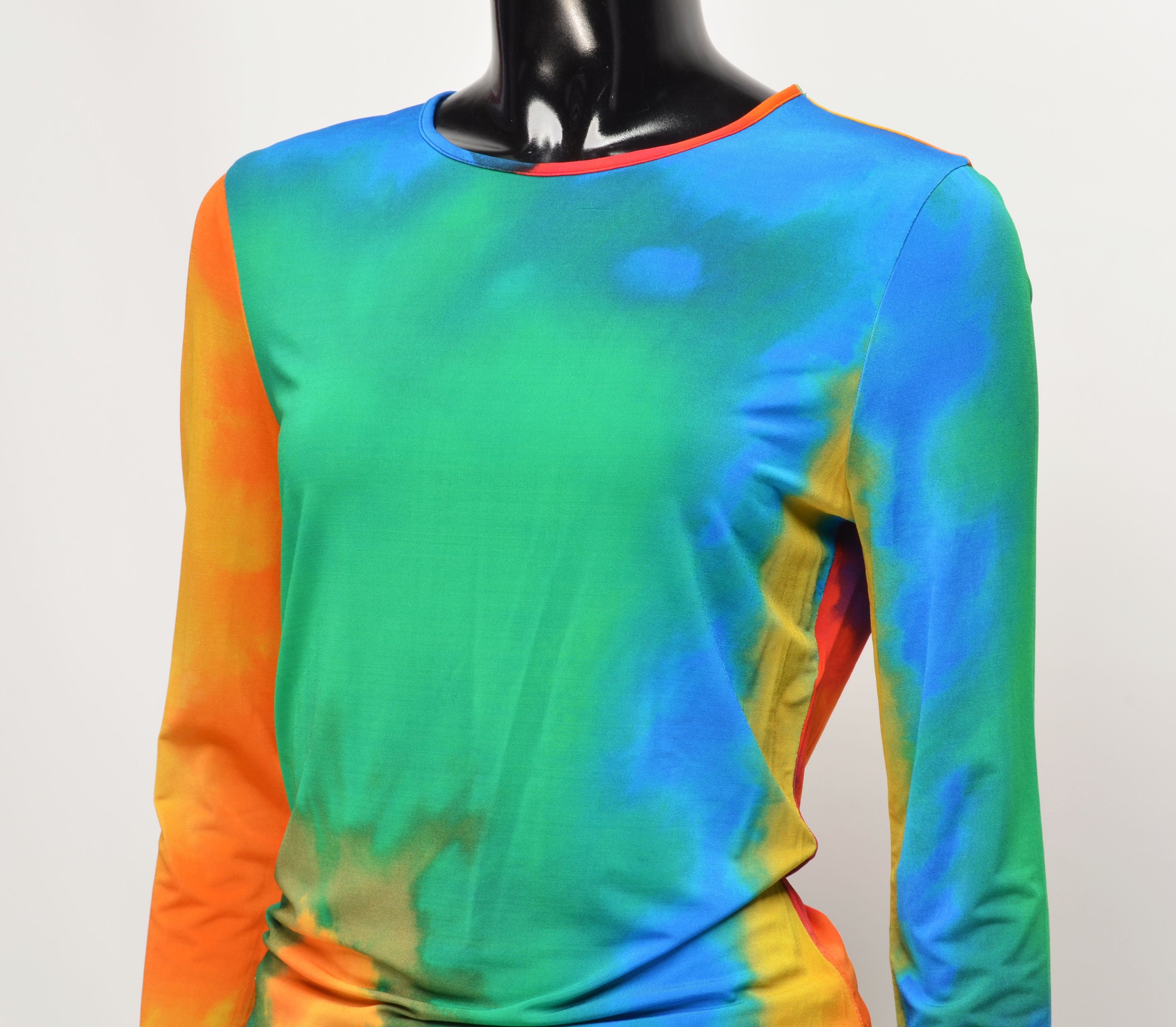 Paco Rabanne Paco Rabanne Rainbow Tie-Dye Mesh Long Sleeve Top Size XS / US 0-2 / IT 36-38 - 2 Thumbnail