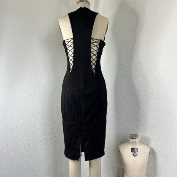 Designer Cushnie et Ochs Leather Caged Cut Out Sheath Pencil Dress Pr Size XS / US 0-2 / IT 36-38 - 2 Thumbnail